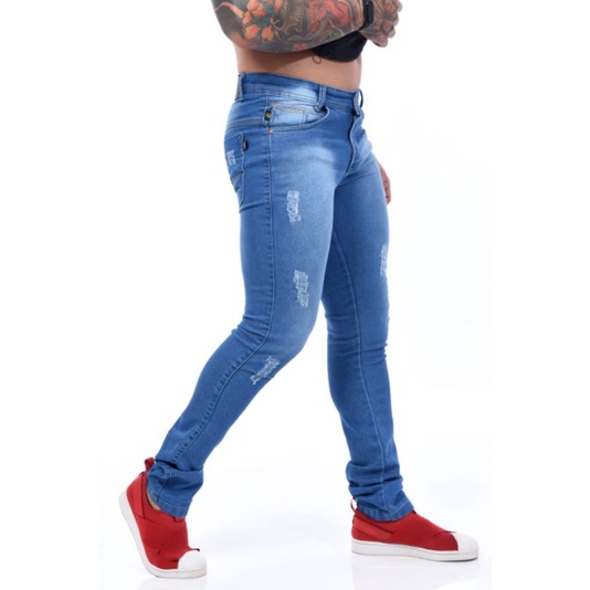 Calça Jeans Masculina Sarja Skinny Slim Com Lycras E Lavagem Escura.  Entrega Rápida Venda Nacional - Compra Digital BR