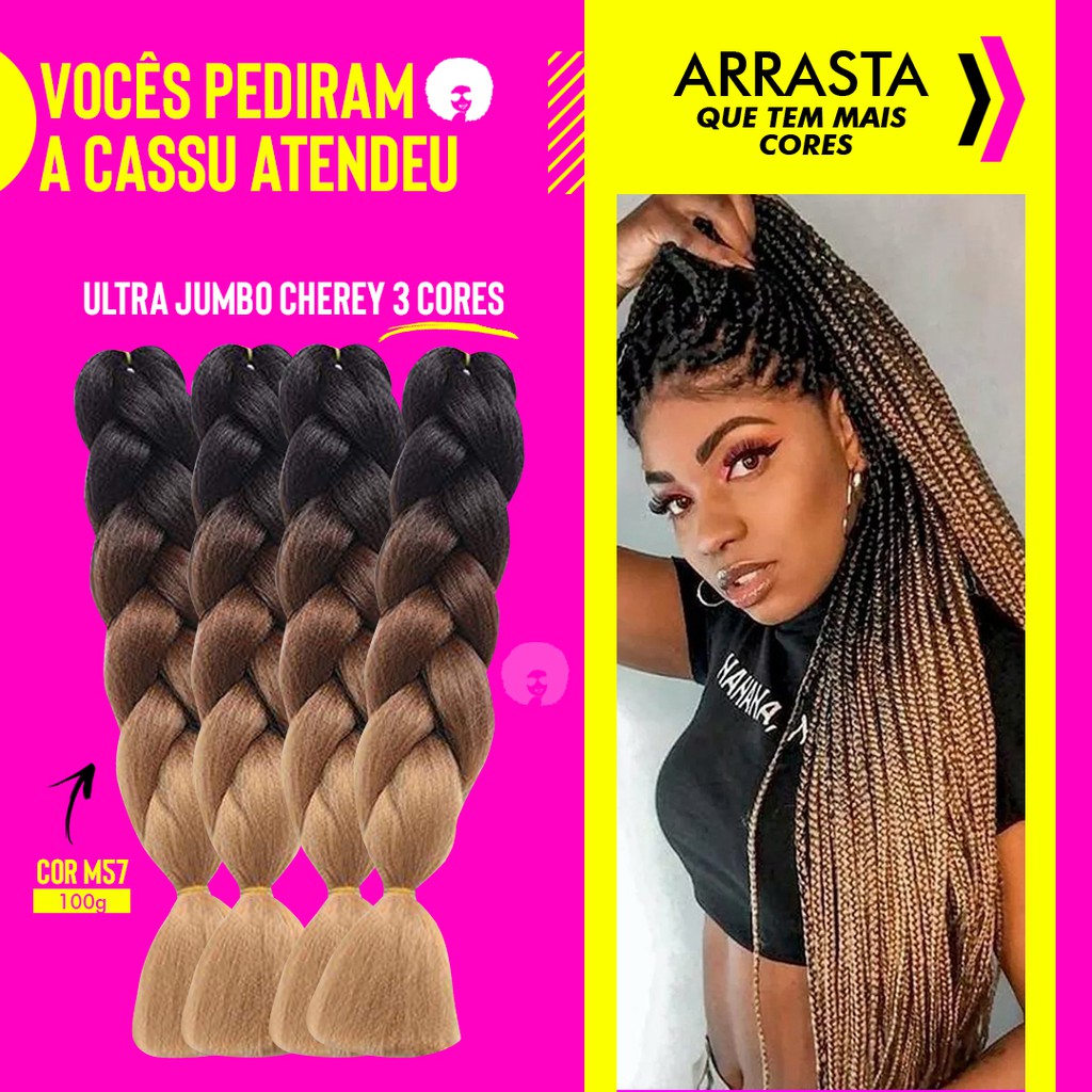 Super Jumbo Cherey Jumbão Para Tranças Box Braid Nagô Dread 60 cm