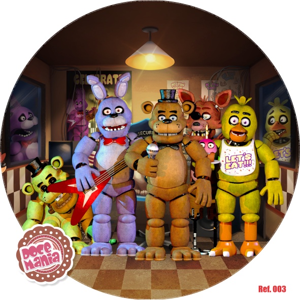 Painel Redondo Tecido Sublimado 3D Five Nights At Freddy's WRD