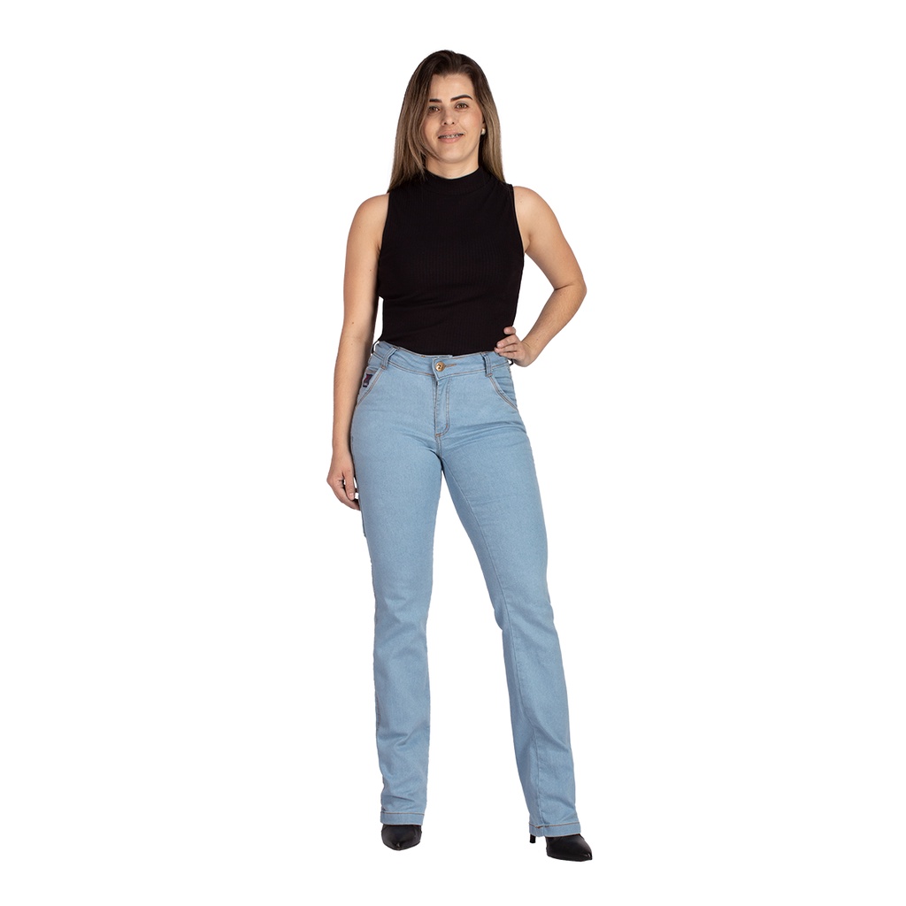 Calça Country Feminina Barra Reta Desing Moderno - Coll Jeans