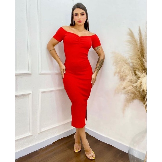 Vestido midi store abaixo do joelho