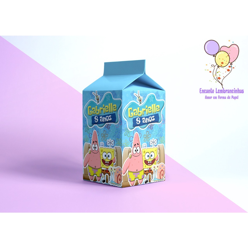 Caixa Milk Bob Esponja - Kit 10 Unidades