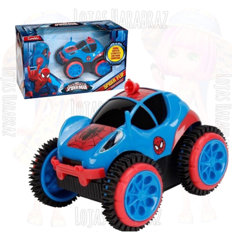 Carro de Controle Remoto Homem Aranha High Speed 3 Funções Preto e Vermelho  - Candide