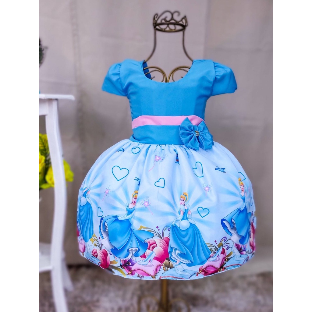 Vestido Daminha Social Azul Princesa Cinderela Aniversário em Promoção na  Americanas