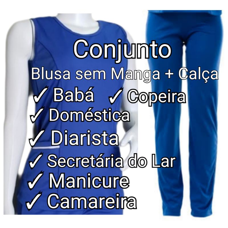 Uniforme secretária do lar doméstica Camisete + Calça operacional