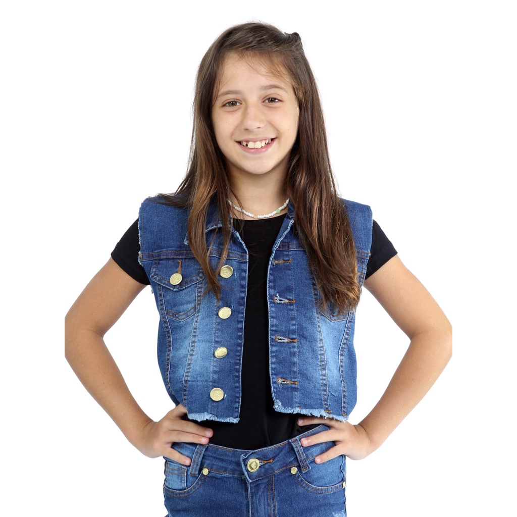 Colete jeans sale feminino juvenil