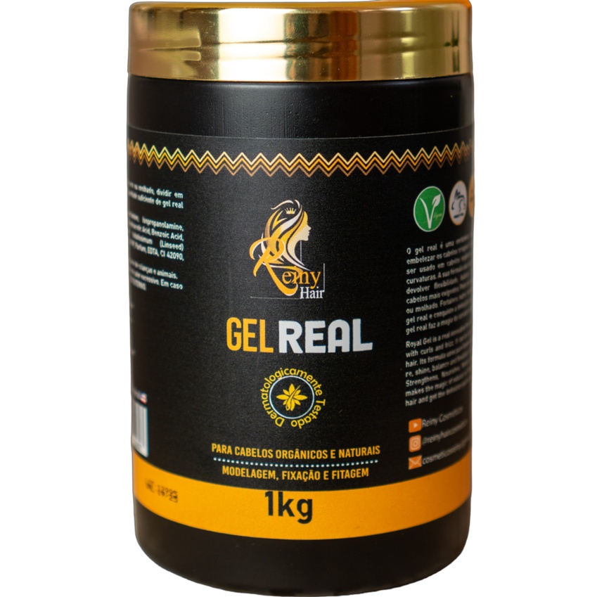 Gel Real 1KG Definição real 7 dias com Cachos Cabelos Crespos e