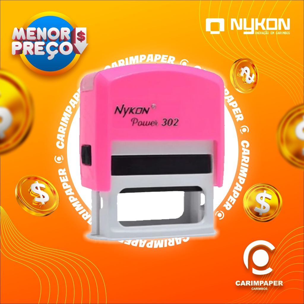 Carimbo Personalizado 302 VPower Pago Nykon - Rosa Neon
