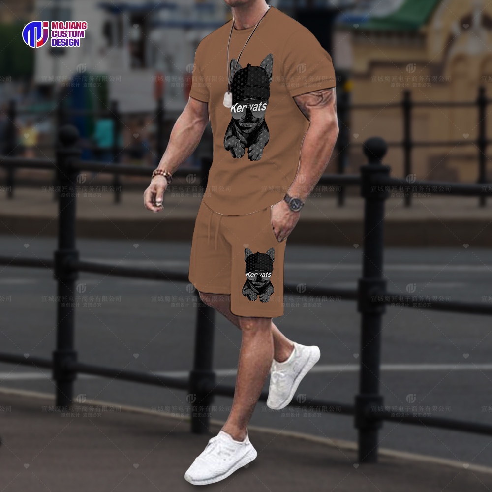 Compra online de Novos conjuntos de treino 3d dos homens roupas de moda  verão para homem tshirt shorts 2 peça roupa casual streetwear masculino  terno de grandes dimensões
