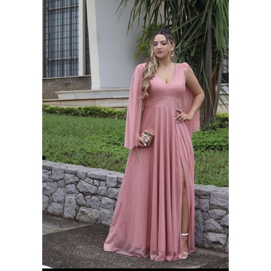 Vestido madrinha rosa hot sale seco plus size