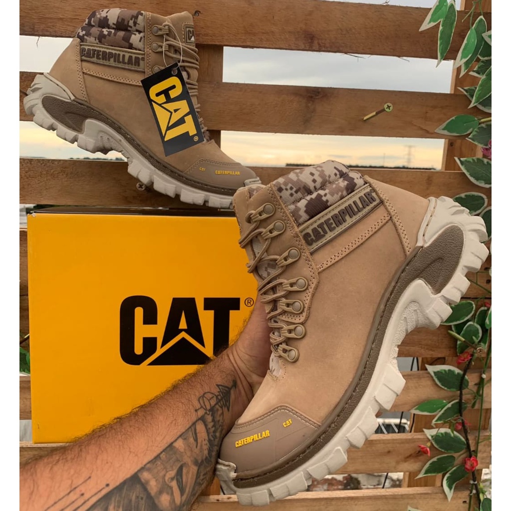 Bota Caterpillar Explorer em Couro Legítimo Lançamento - Nude