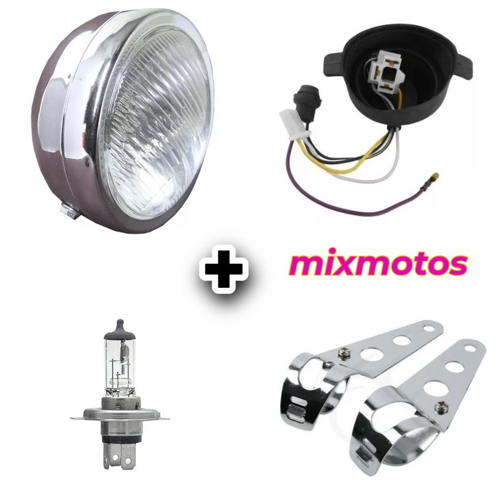 Kit Farol Completo + Lâmpada H4 Cbx 250 Twister Aro Cromado Ano