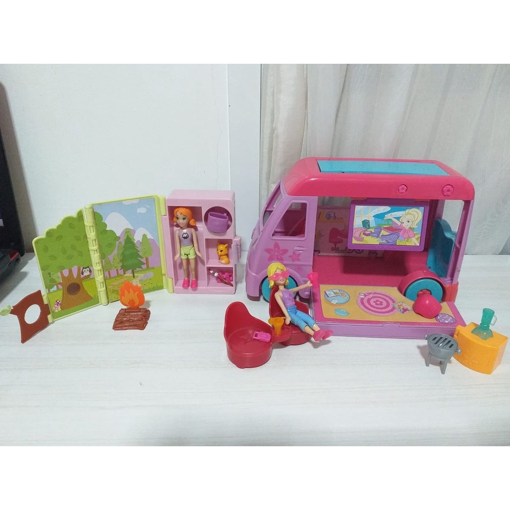 Polly Pocket - Playsets Antigo Completo - Trailler Pop Up Glamper Vehicle e  Pop Up Destinations