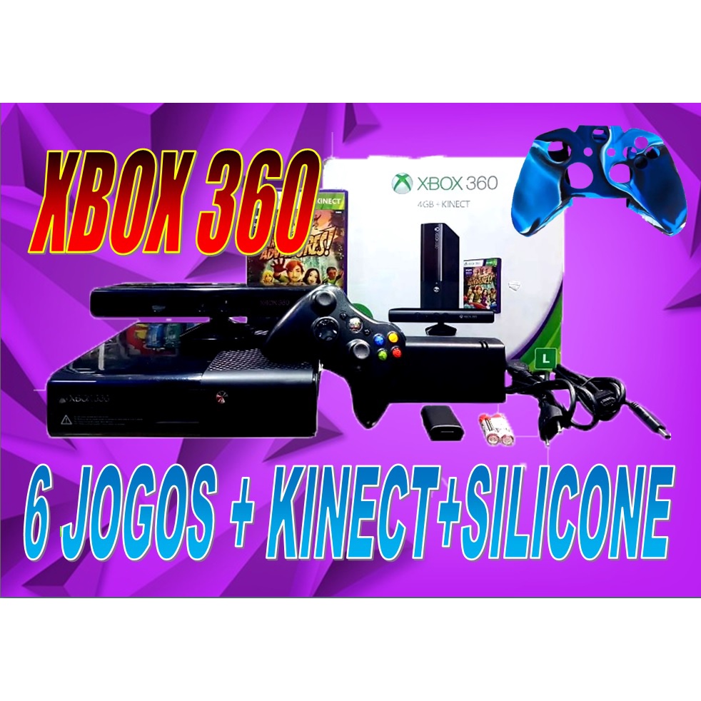 Xbox 360 Slim Com kinect ( Na Caixa )+Hd Interno 5000 Gb + 80  Jogos+Silicone+Garantia