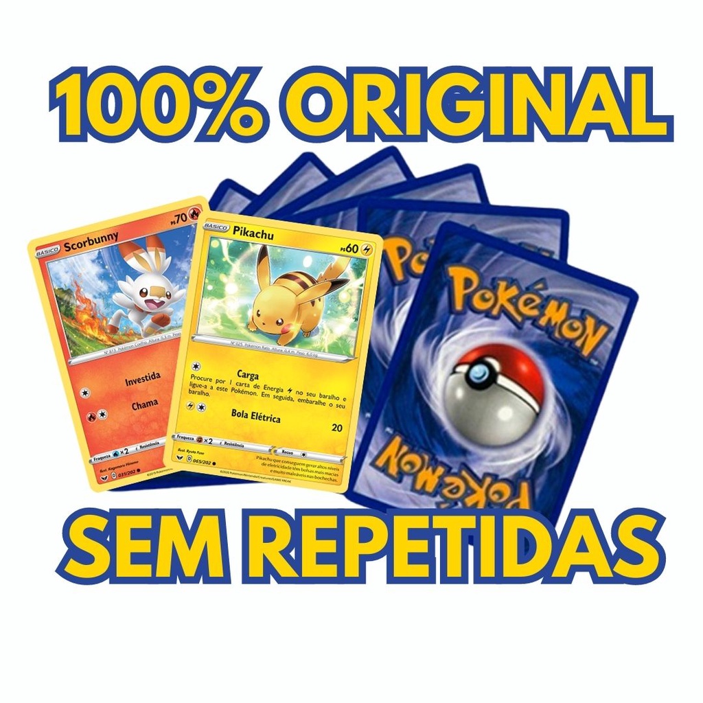 Lote até 80 Cartas Pokemon Com BRILHANTE GARANTIDA - ORIGINAL COPAG -  Escorrega o Preço