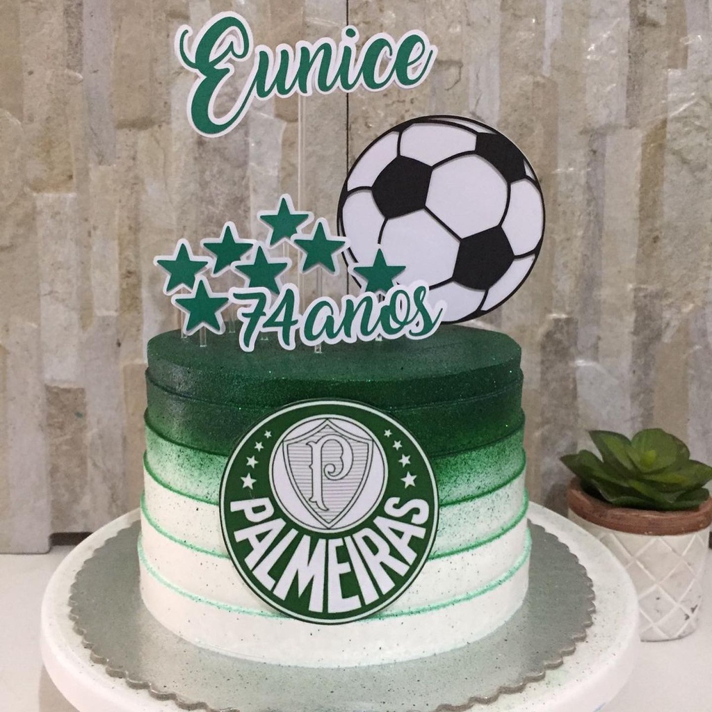 Topo De Bolo Topper Festa Aniversario Palmeiras 4u Festcolor Cor Verde