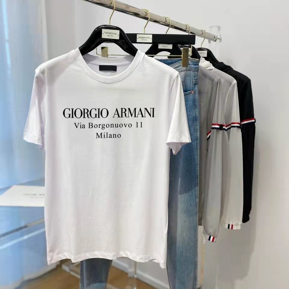 PRADA 22SS Novo Triângulo Gola Redonda Versátil Camiseta De Manga