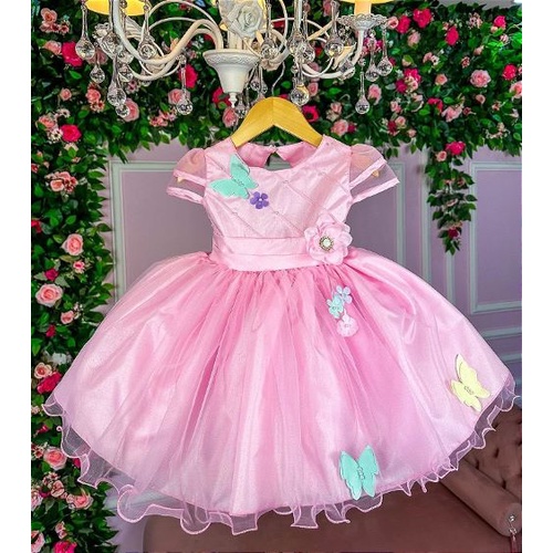 Vestido Princesa Belli Anabel Jardim Encantado Azul Bebe - Roupa  Infantil