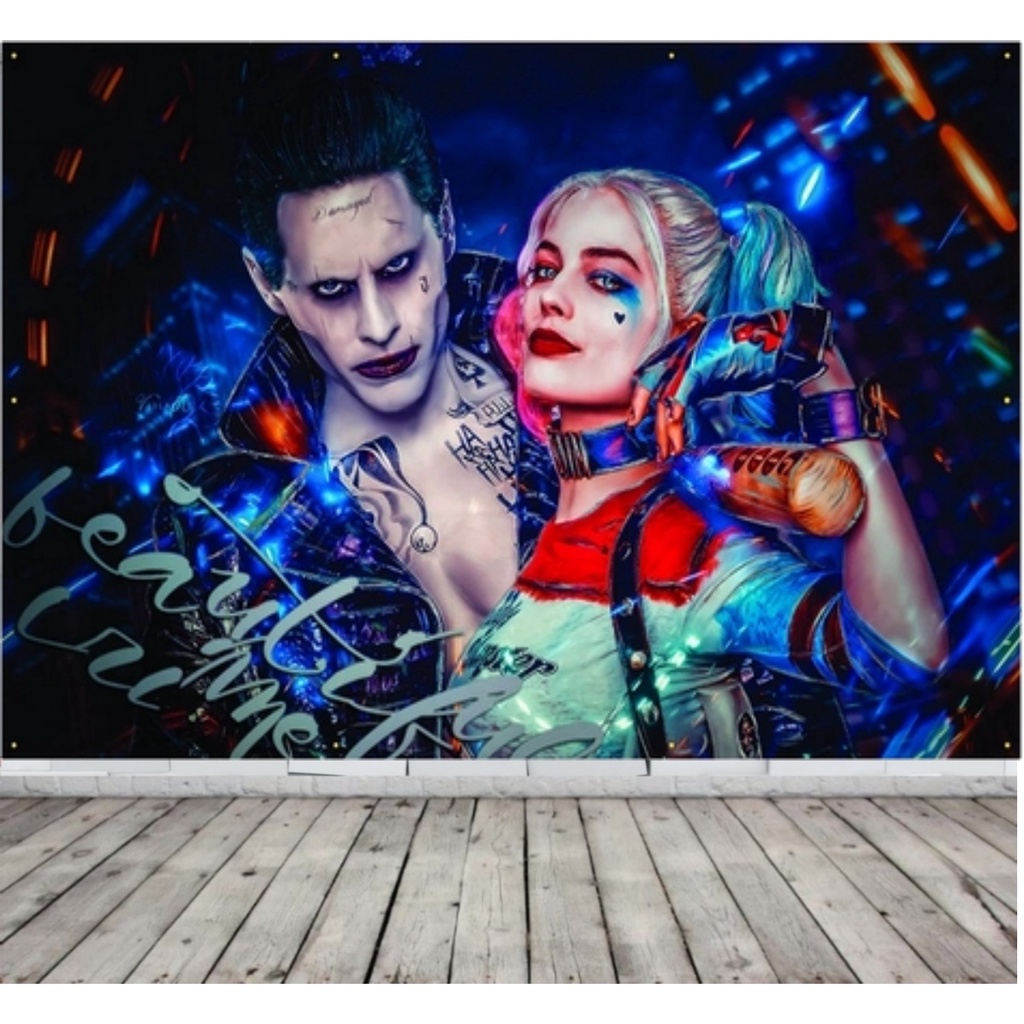 papel de parede adesivo 3d coringa e alerquina- papel de parede - adesivo  de parede - alerquina - coringa - foto mural - decoração- parede decorada -  papel de parede para quarto | Shopee Brasil