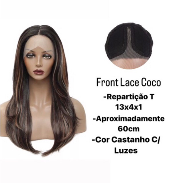 Front Lace Wig Fashion Cabelo Sintético Loiro Ouro 65cm - Nacional
