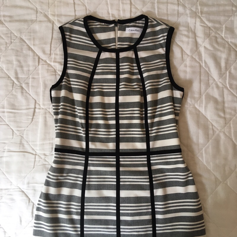 Calvin klein black sales and white dress