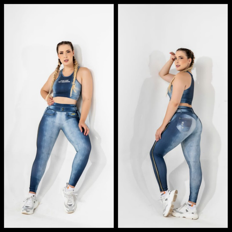 Legging - Fake Jeans Empina Bumbum- imita jeans - Academia - treino