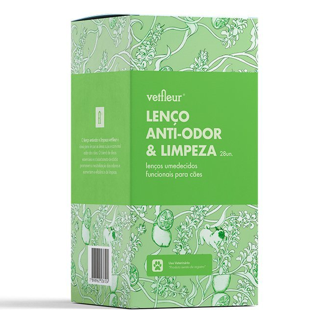 Lenço Anti-odor e Limpeza para Cachorros - 20un - Vetfleur