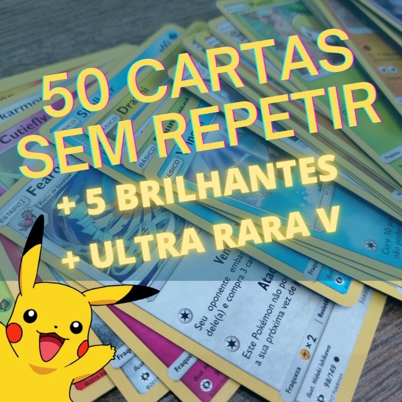 Kit 5 Cartinhas Pokémon Todas Brilhantes Fortes Em Português