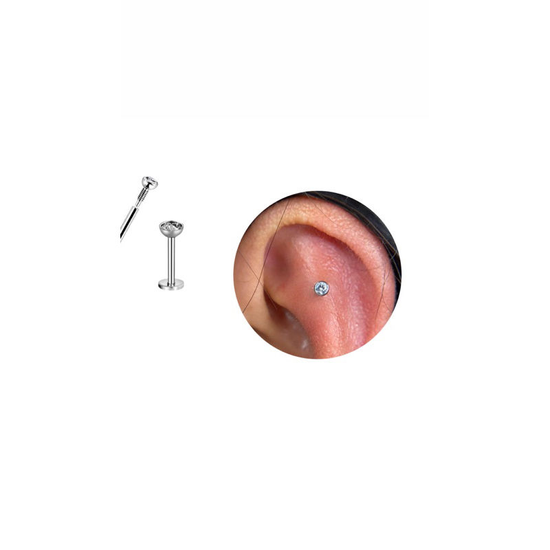 Piercing Tragus Reto Labret em Prata 950