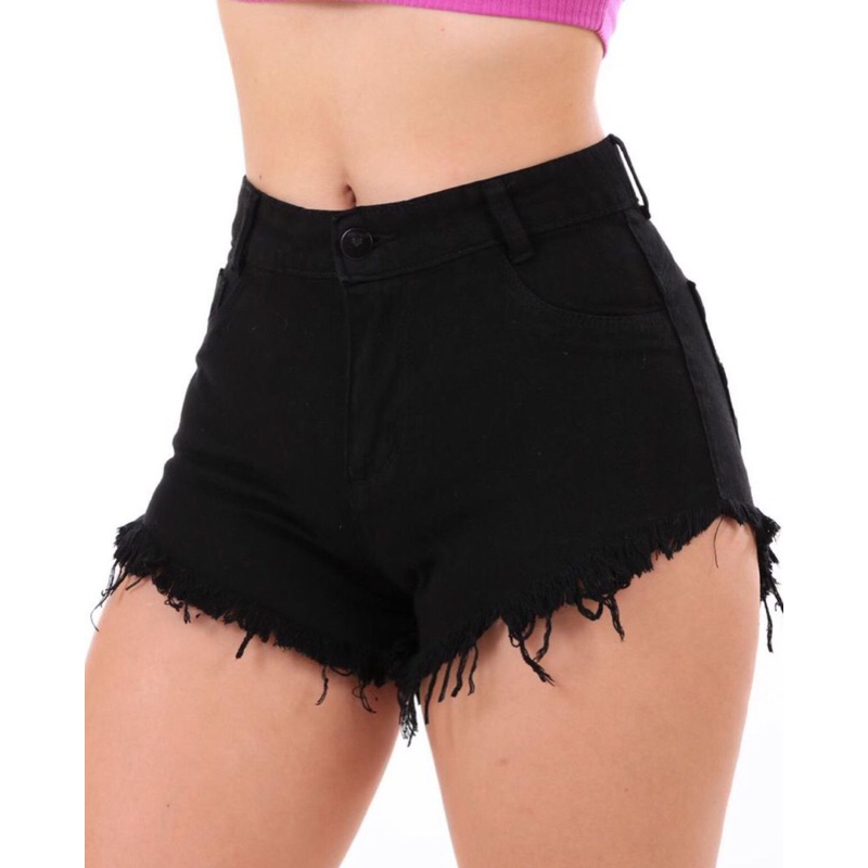 Short jeans hot sale preto