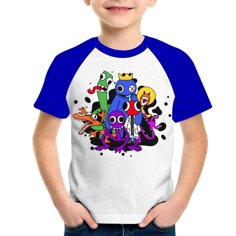 Camiseta Infantil Rainbow Friends Blue Babão Boneco Roblox Juvenil Festa  Crianças Personagem Jogo Game