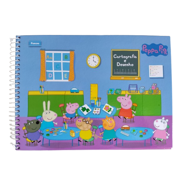 Caderno cartografia e desenho Peppa Pig 80 folhas Tiilibra