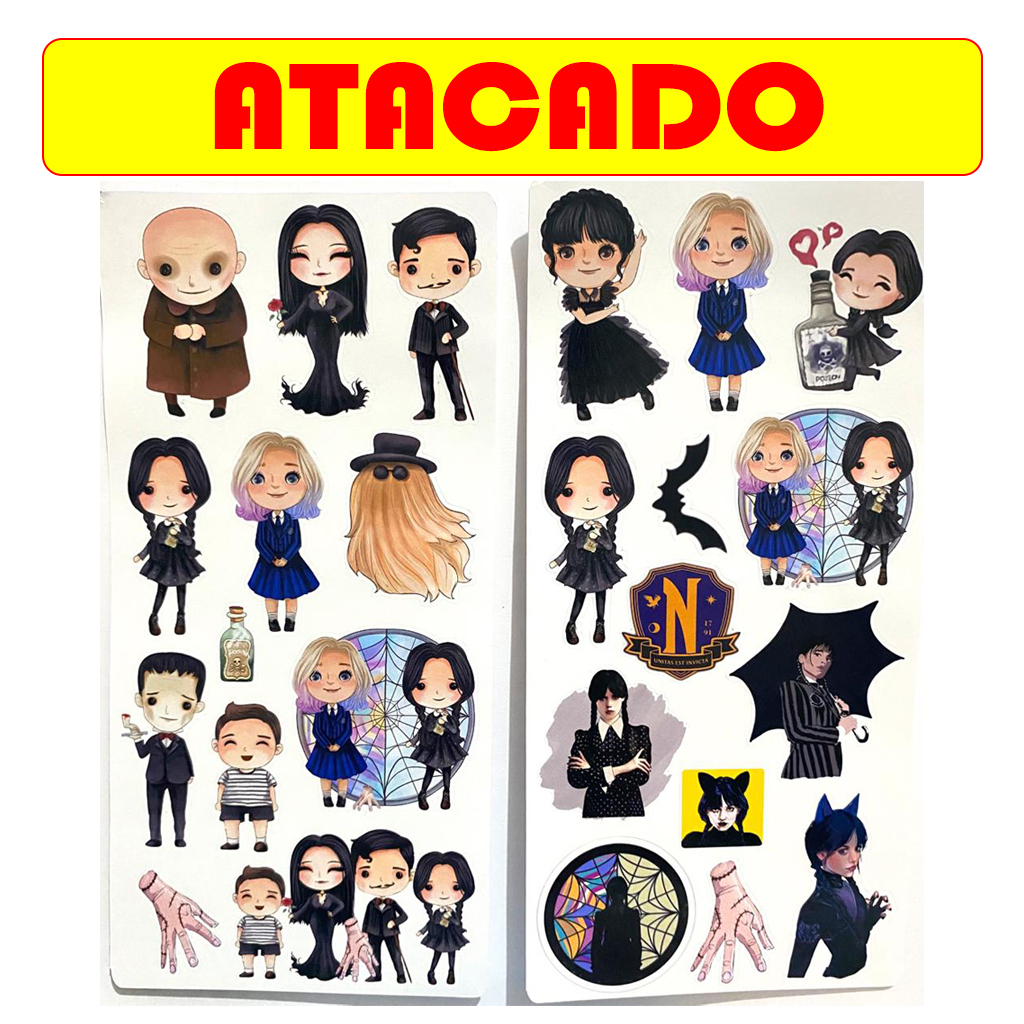 Adesivos Wandinha Enid Família Addams - Etiquetas Sticker em Papel -  ATACADO - 15 Cartelas 19x9 | Shopee Brasil