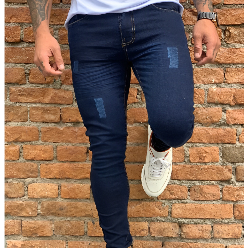 Calça Jeans Masculina Premium Com Lycra Elastano Estica Bem Slim