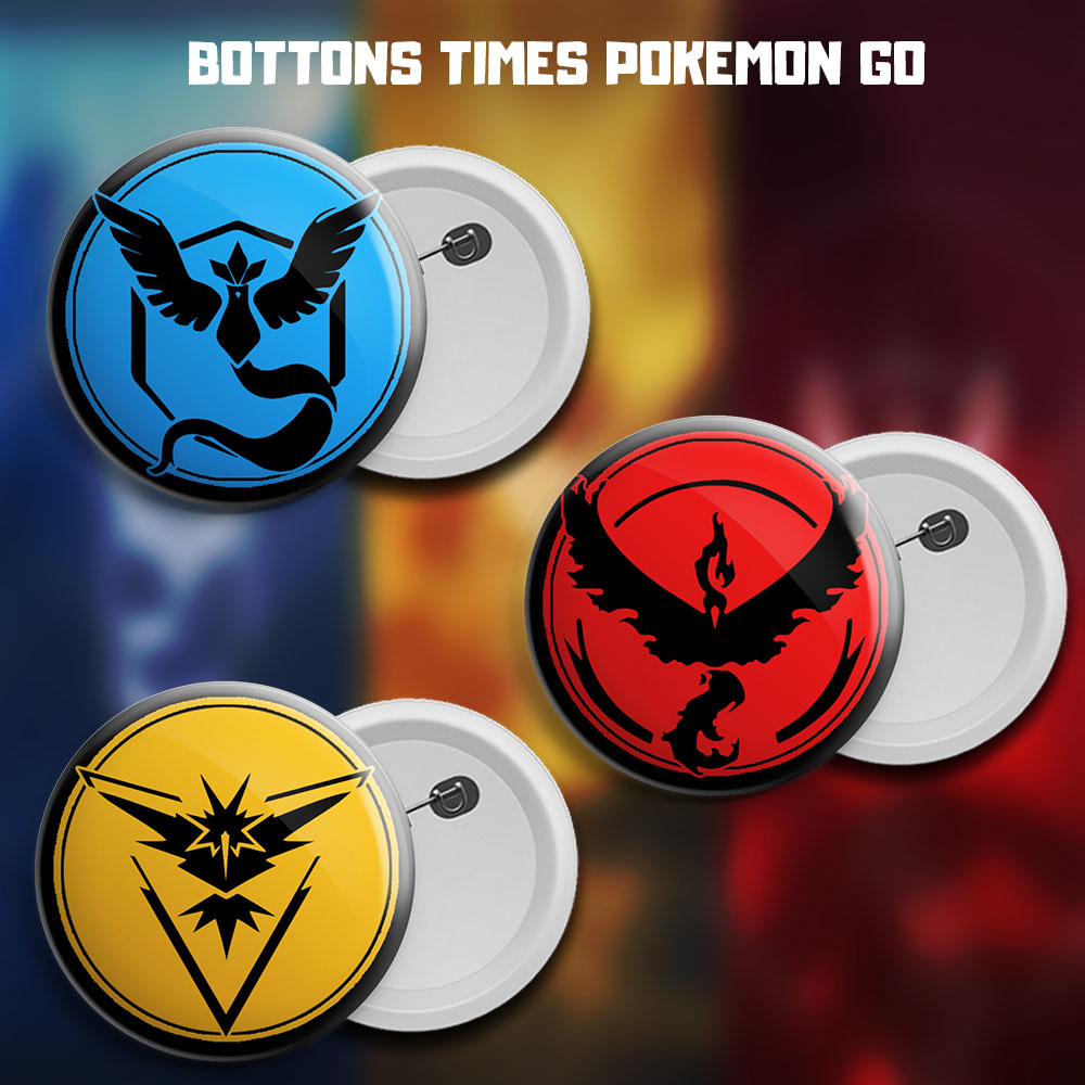 Mini Bottons tipos de Pokémon Go 2,5cm kit com 4 unidades broche alfinete