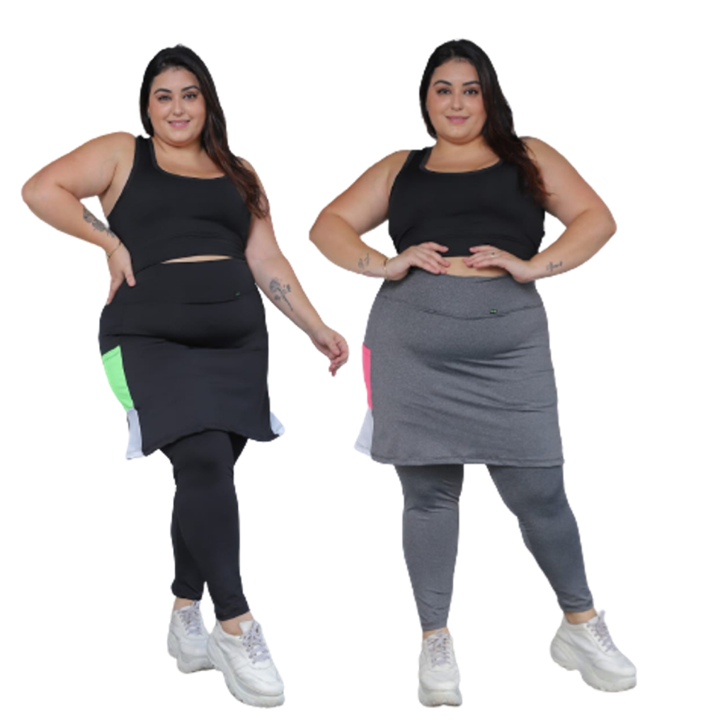 Kit 2 calça saia plus size academia leg saia moda evangelica treino legging