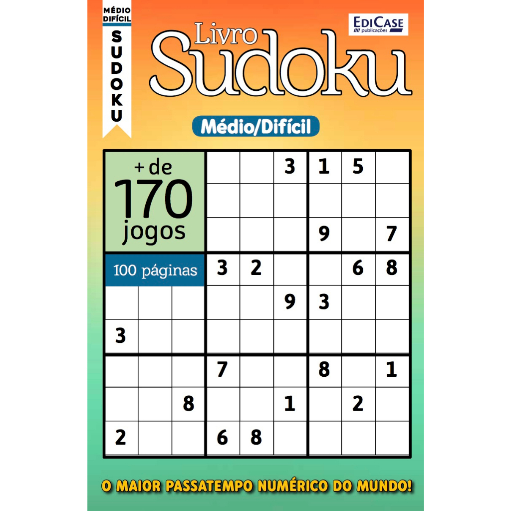 Livro Sudoku Ed. 01 - Médio/Difícil - Com Números Grandes - Só Jogos 9x9