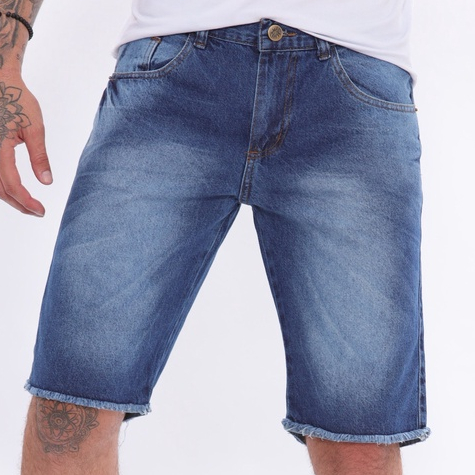 BERMUDA MASCULINA - JEANS LISA - ESCURO Bermudas