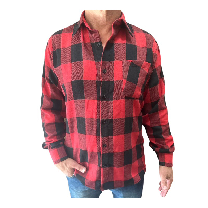 Camisa Xadrez Flanelada Manga Longa Masculina Revanche Castro Xadrez  Vermelho