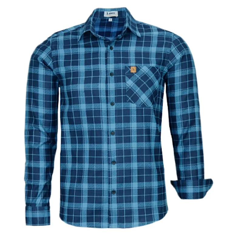 Camisa Comfort em Algodão com Estampa Xadrez Azul