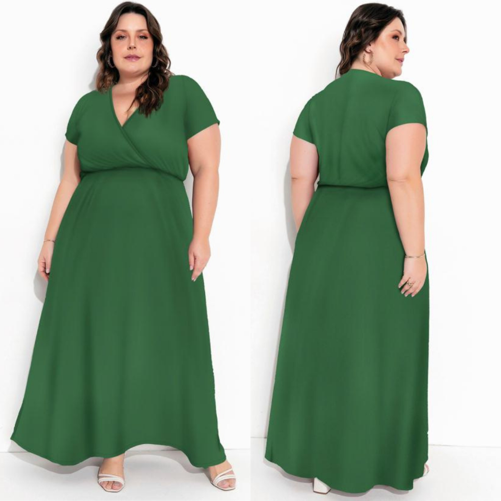 Vestido Longo Transpassado Plus Size Gordinha Evangélico