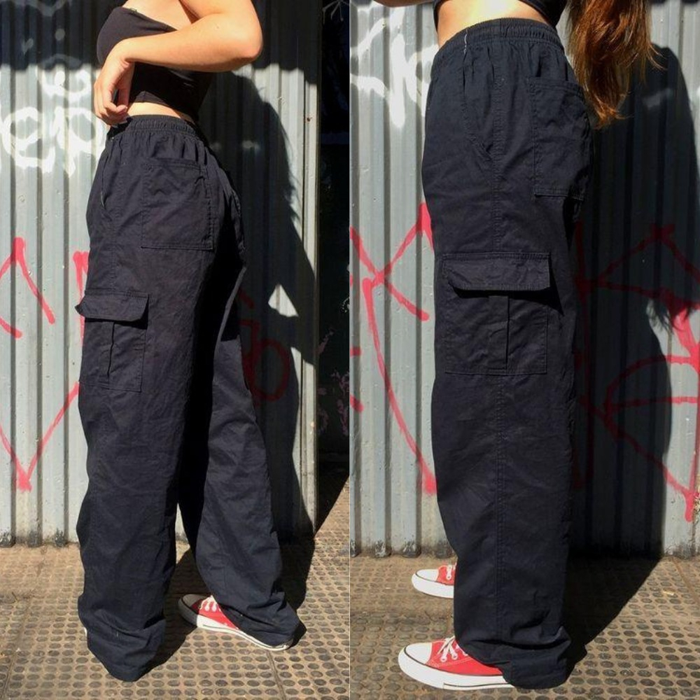 Calça Cargo Skate Caqui bege Preta Streetwear Larga Feminina