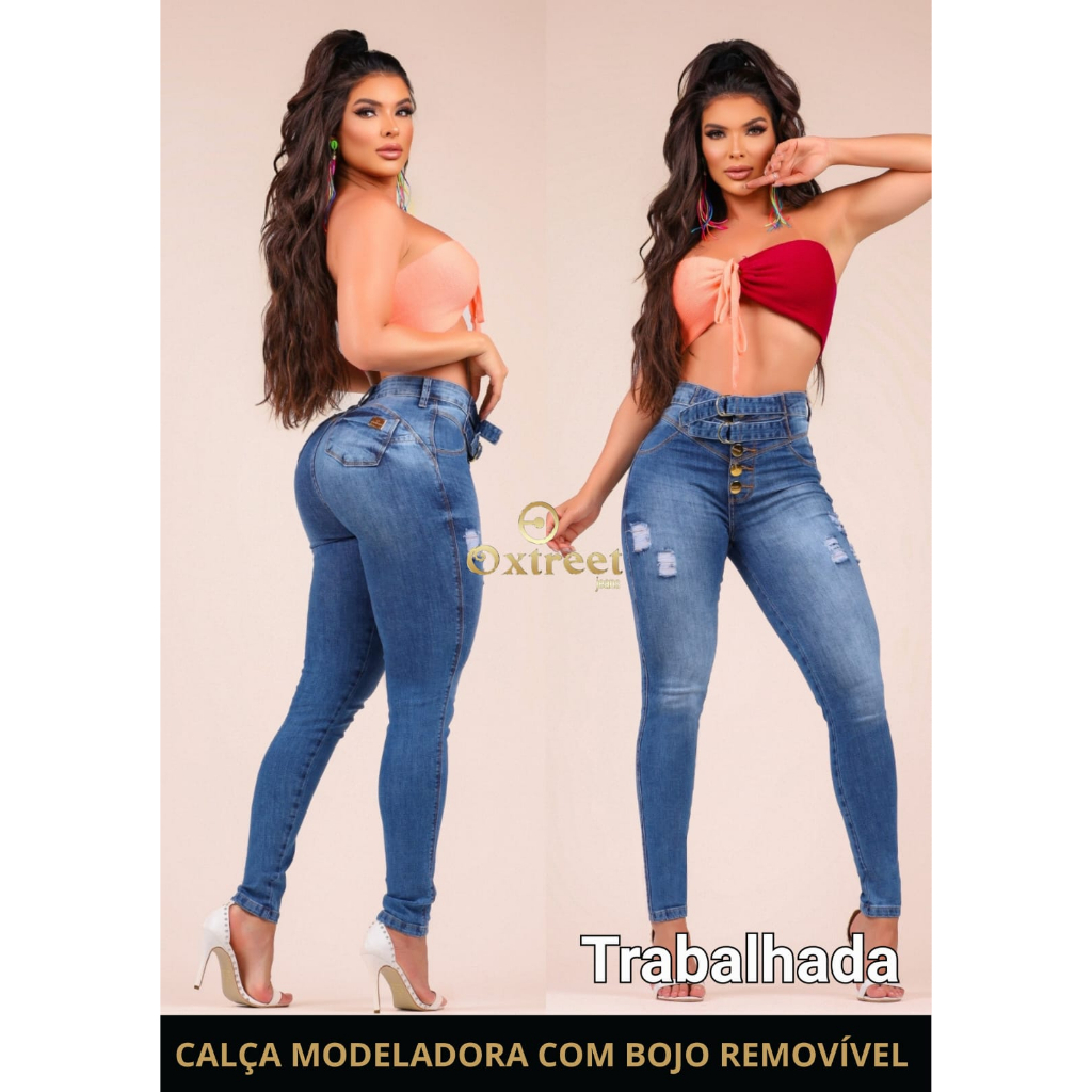 Calça Jeans Levanta Bumbum Cos Elástico Vulccy Oxtreet Linda