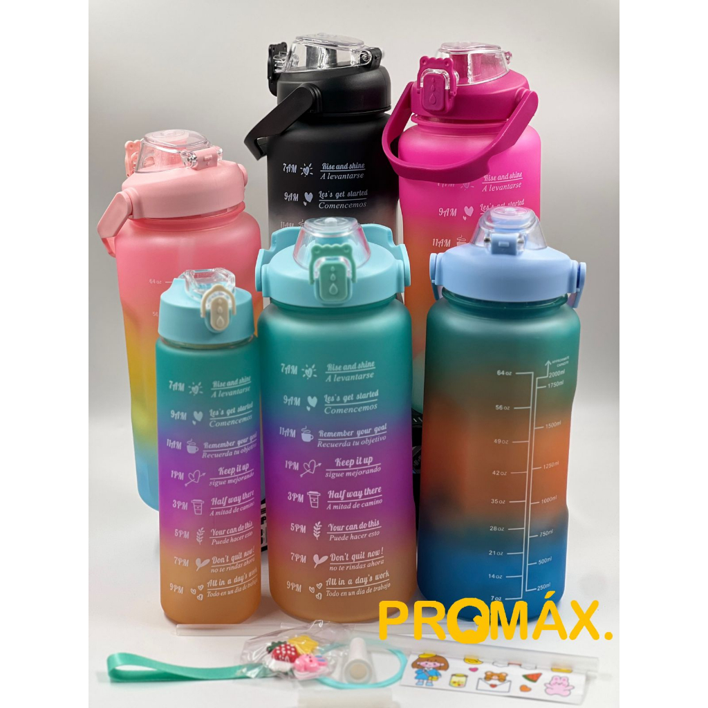 Kit 2 Garrafa 2 Litros e 900ML Squeeze de Água Para Academia - YDTECH