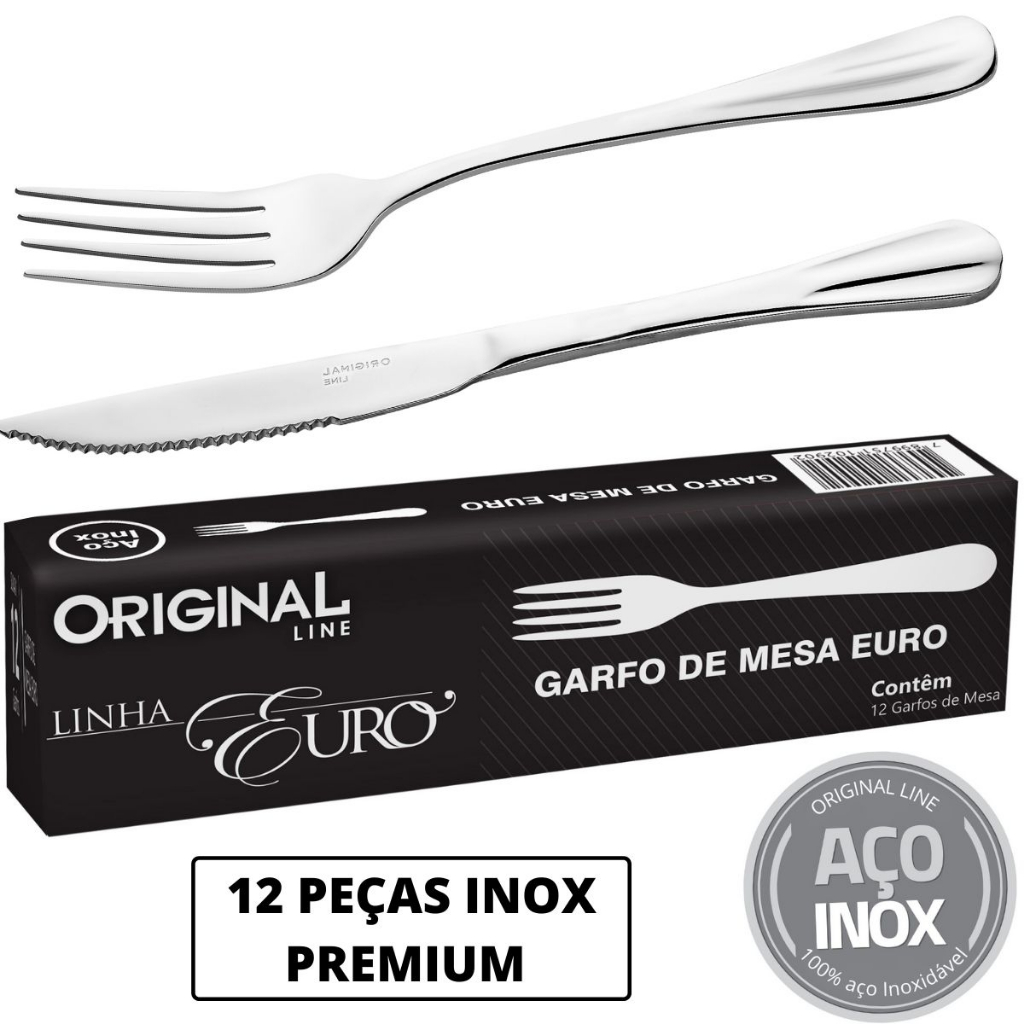 Kit Garfo + Faca Euro 48 Peças - Line - Original Line - Faqueiro