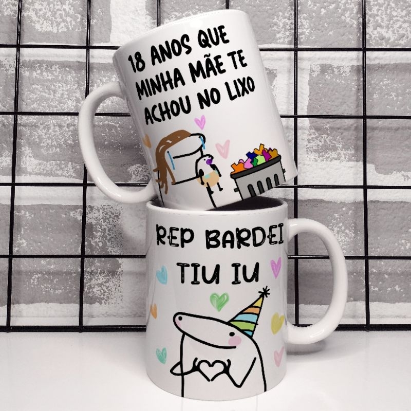 Caneca Aniversário flork meme- xícara de porcelana - Repi Bardei