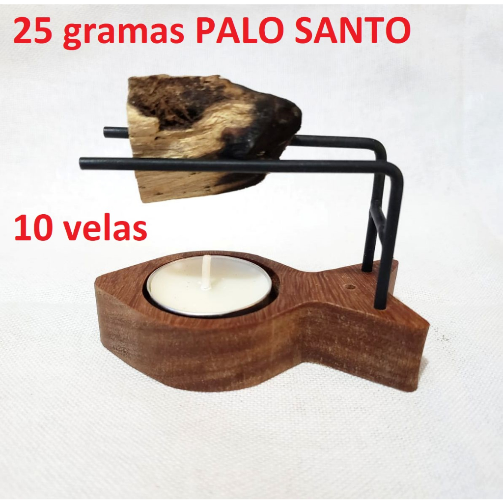 Porta Palo Santo Buda +50g Palo+10 Velas Incensário Suporte