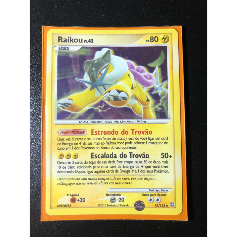 Carta Pokemon 'raikou' - Rara Incrivel Original Portugues