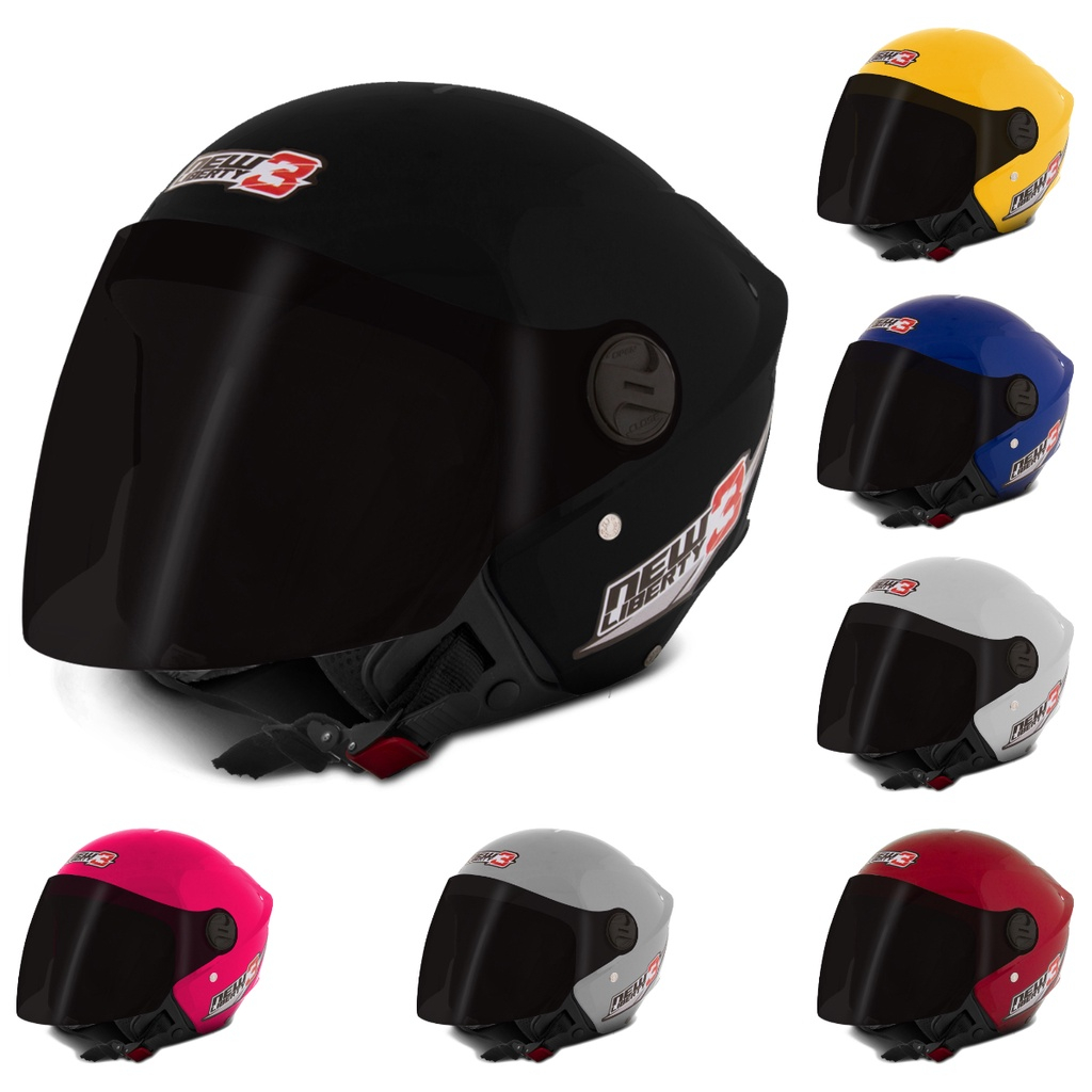 Capacete Aberto Moto ProTork New Liberty Three 3 Elite Viseira Fumê  Masculino Feminino Universal - Vermelho