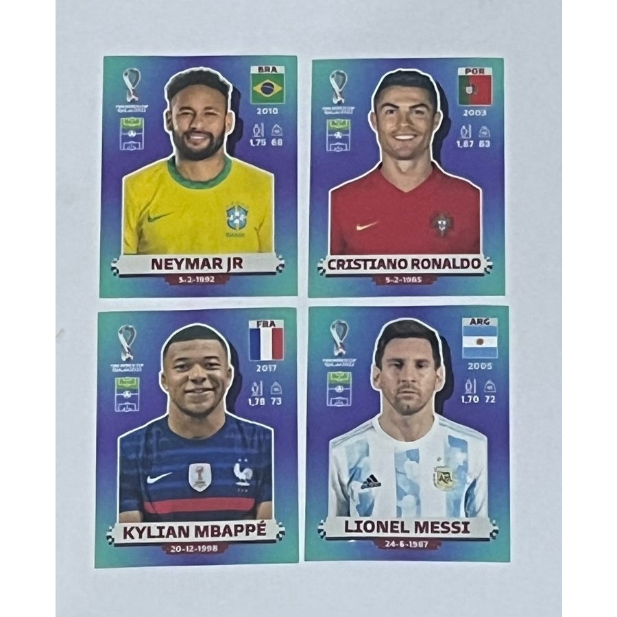 4 sticker panini catar 2022 world cup MESSI MBAPPE NEYMAR CR7